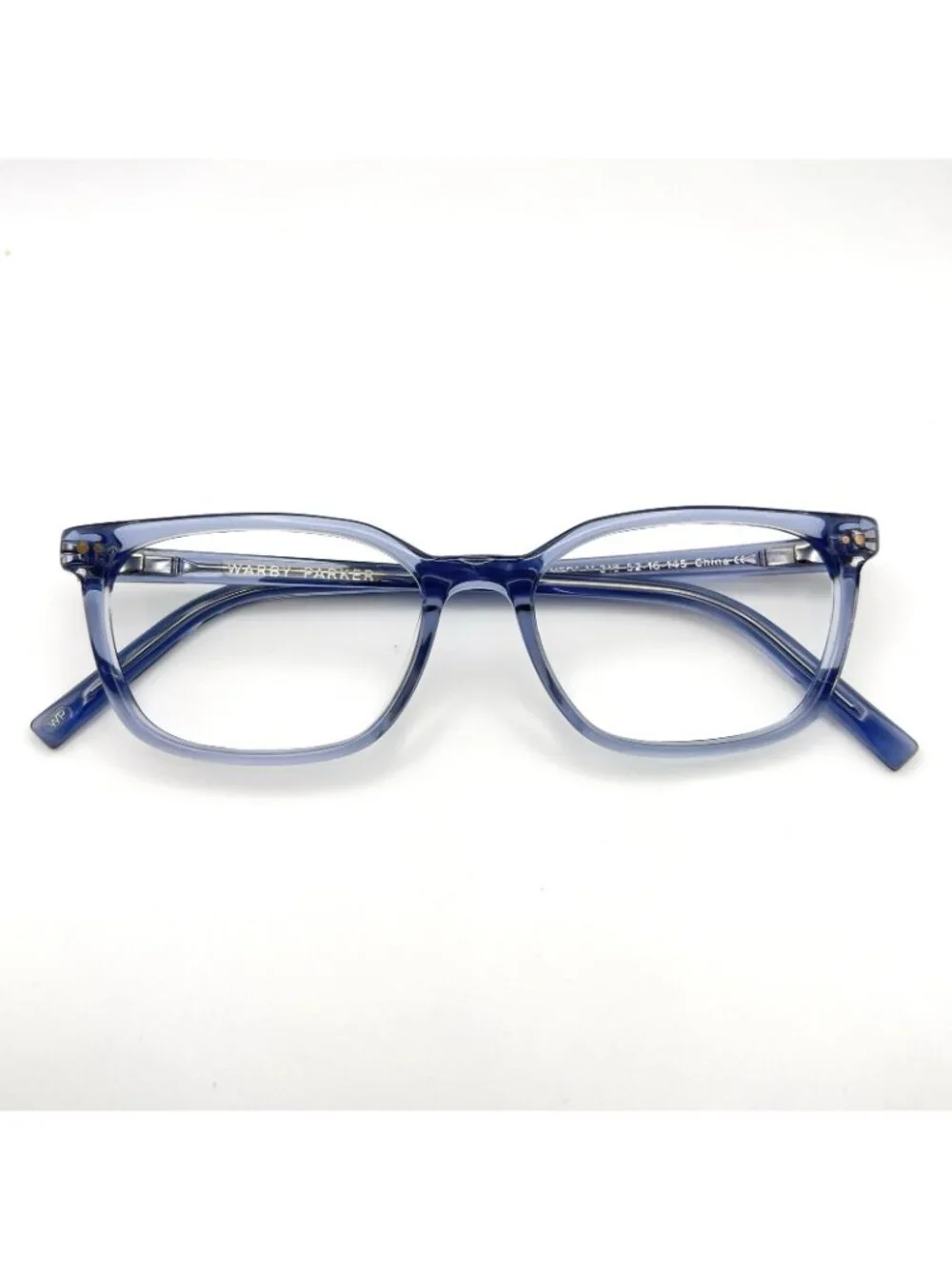 Warby Parker Weathers M 318 Eyeglass Frame Wayfarer Clear Blue Crystal 52-16-145